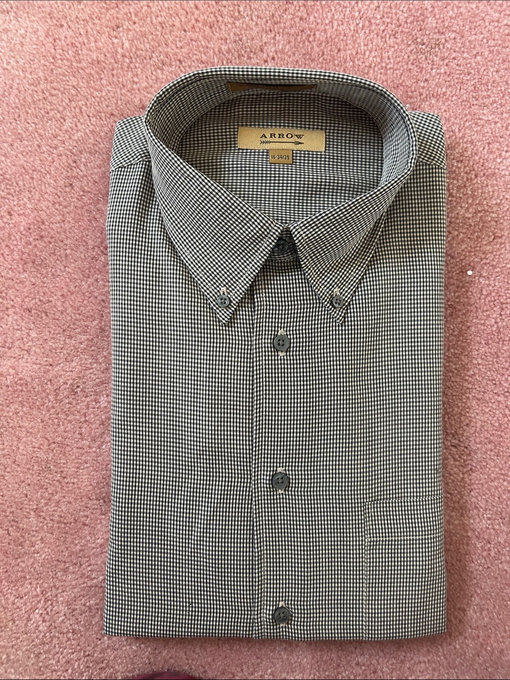 Arrow Men’s Black & White Micro-Check Button-Down Dress Shirt